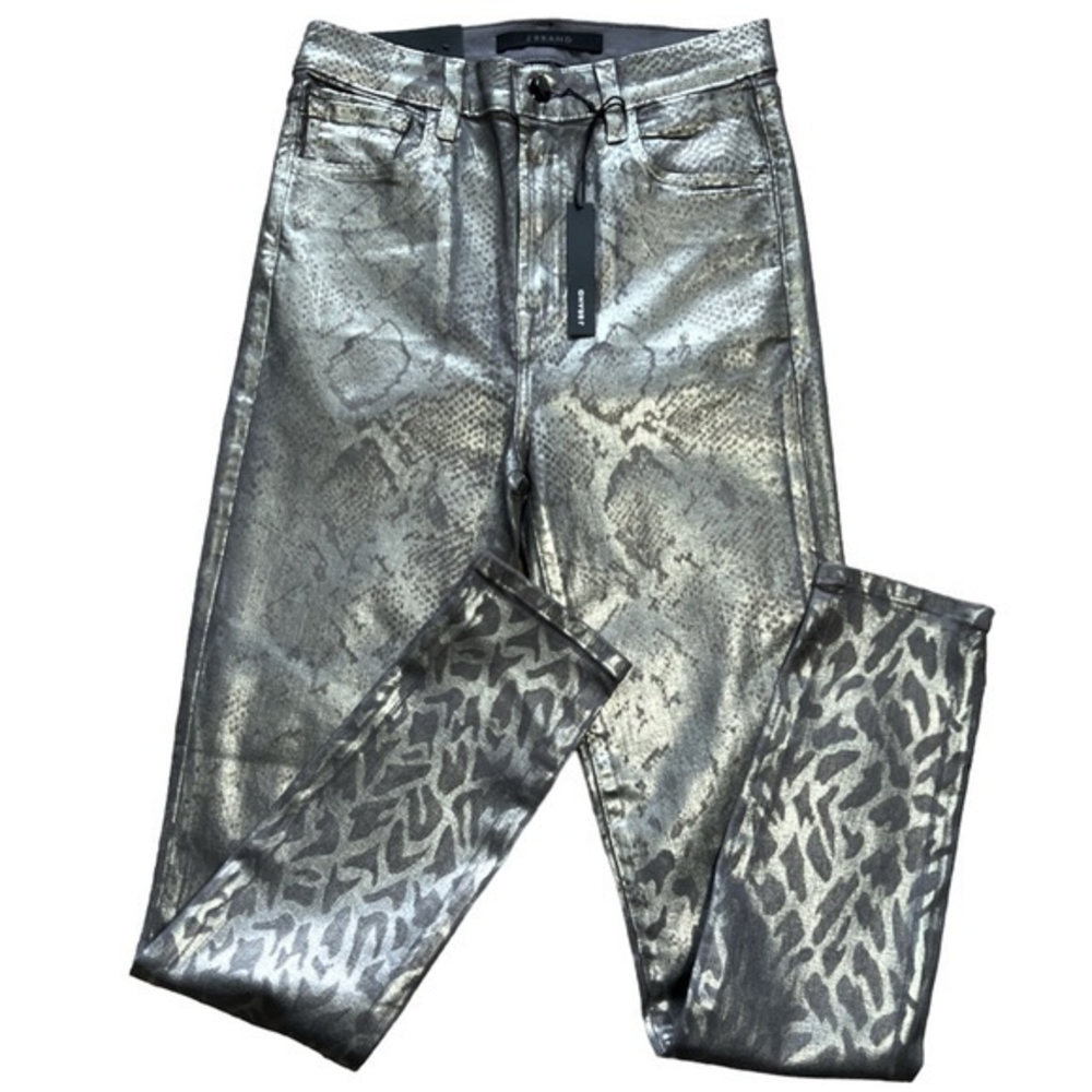 J‎ Brand Women's Leenah Silver Python High Rise Ankle Skinny Pants Sz. 24 NWT